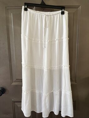 No Boundaries White Tiered Maxi Skirt
